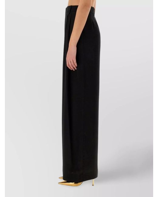 Nina Ricci Black Silk Wide-Leg Pleated Trousers