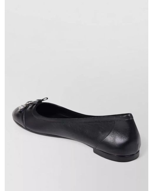 Balenciaga Blue Ballet Flats Bow Detail Metal Accents Round Toe