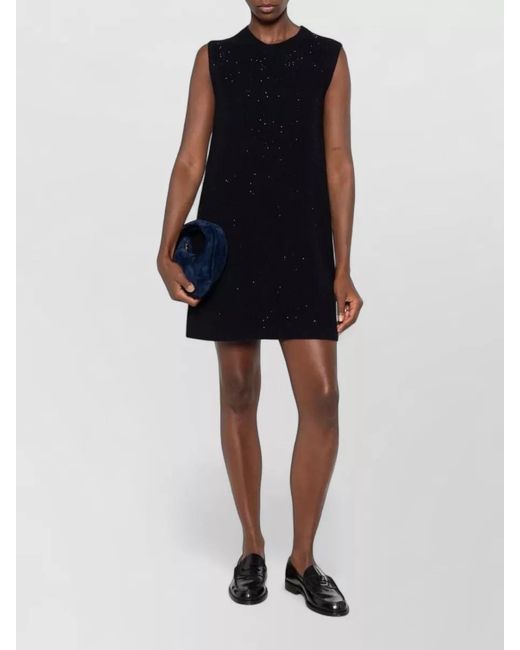 Fabiana Filippi Black Sequined Sleeveless Ribbed Knit Mini Dress