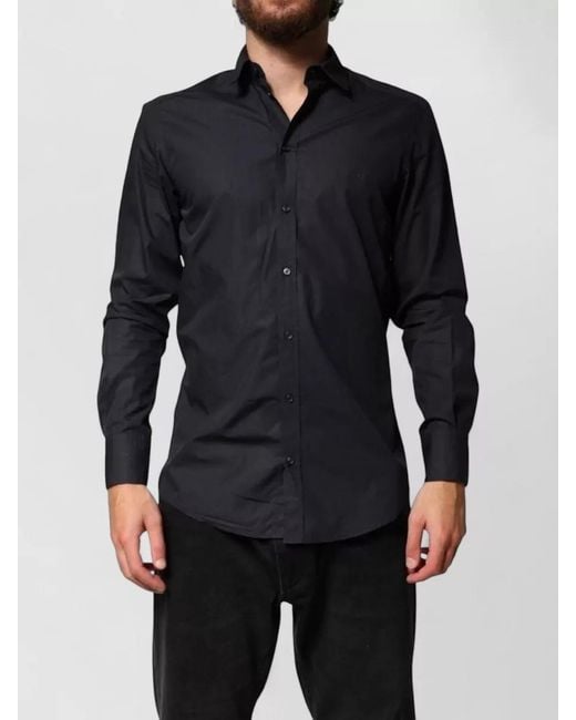Dolce & Gabbana Black Cotton Long Sleeve Tailored Cuffed Shirt for men