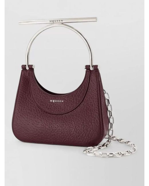 McQueen Red Mini Cross Bar Leather Clutch Bag