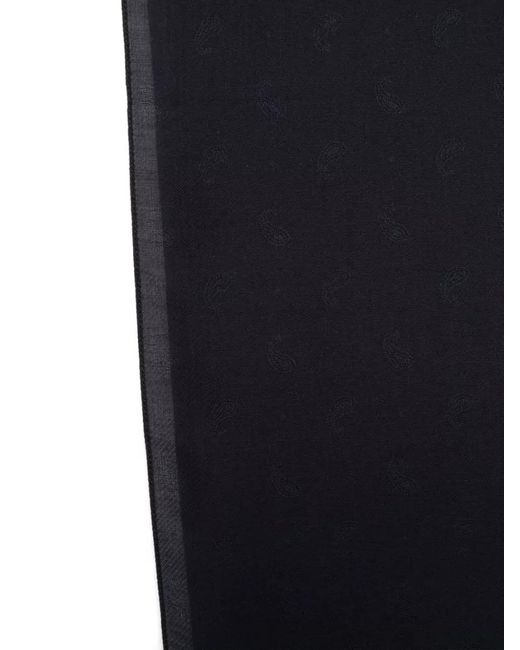 Emporio Armani Blue Monogram Pattern Scarf for men