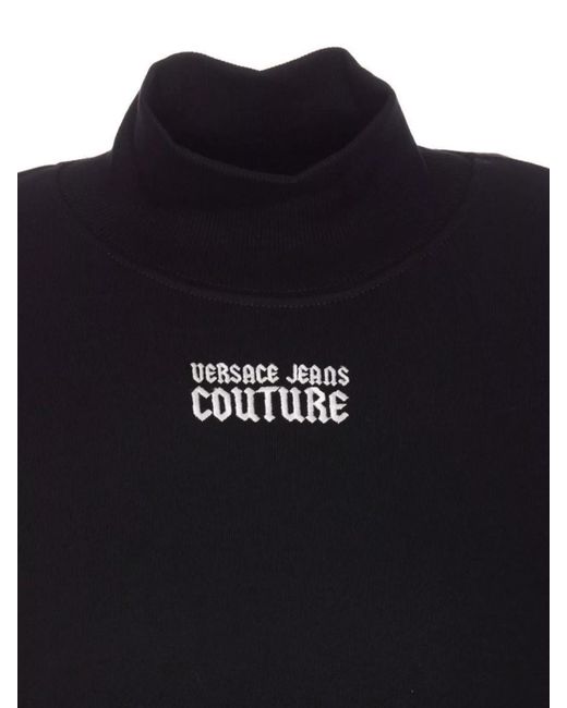 Versace Jeans Couture Blue Cotton Logo-Print Sweatshirt Dress