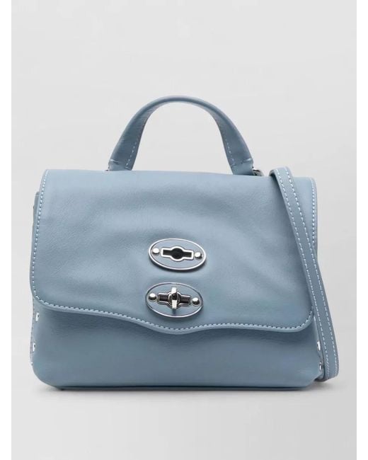Zanellato Blue Postina Saeta Baby Leather Crossbody Bag