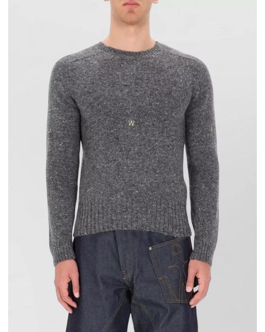 J.W. Anderson Gray Crew Neck Knitwear Featuring Embroidery Detail for men