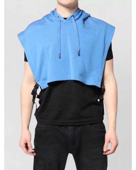 Dolce & Gabbana Blue Cotton Hooded Sportswear Vest for men