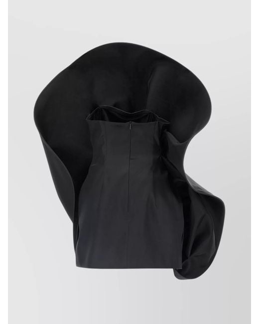 Magda Butrym Black Ruffle Detail Structured Silhouette Dress
