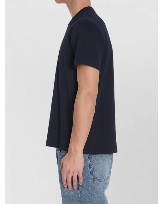 AMI Blue Cotton Ribbed Crewneck Short-Sleeve T-Shirt for men