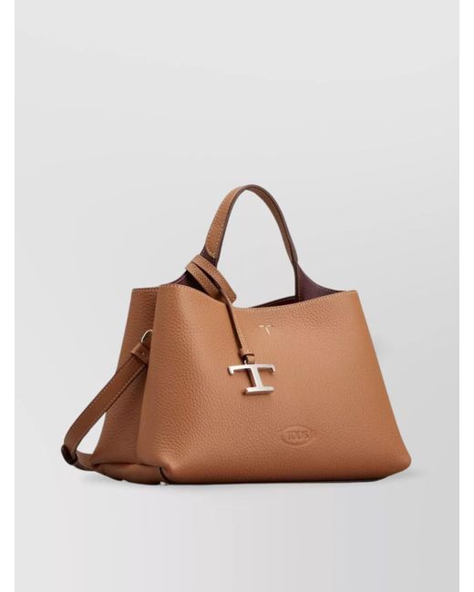 Tod's Brown T Timeless Micro Leather Tote Bag