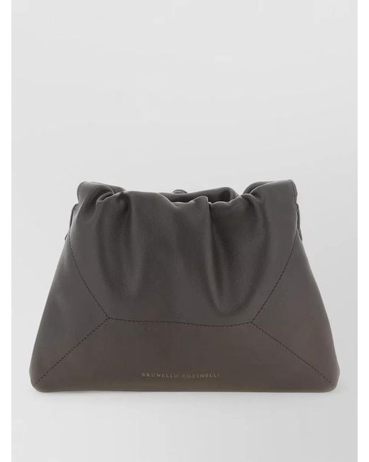 Brunello Cucinelli Gray Bc Duo Shoulder Bag Calf Leather
