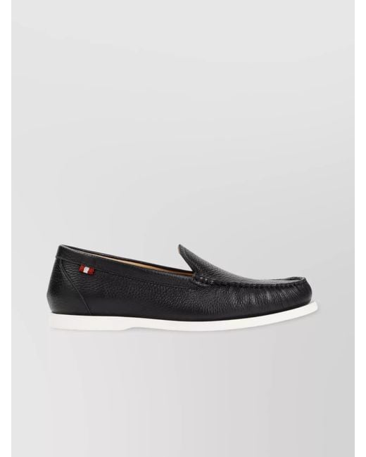 Bally Black Grained Deer Leather Loafers for men