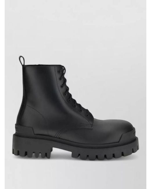 Balenciaga Black Calf Leather Lace-Up Boots for men