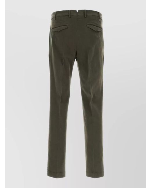 PT Torino Green Stretch Cotton Pants Regular Fit Pleated for men