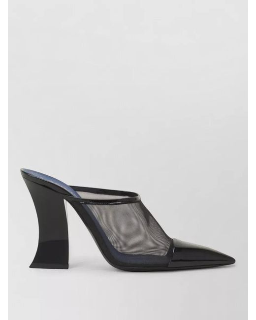 Lanvin Gray Mesh Mule Pumps Pointed Toe Geometric Heel