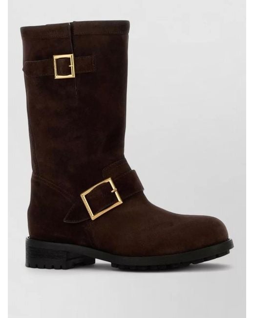 Jimmy Choo Brown Biker Mid Suede Boot