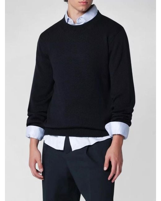 Roberto Collina Blue Crew Neck Knit Sweater Long Sleeves for men