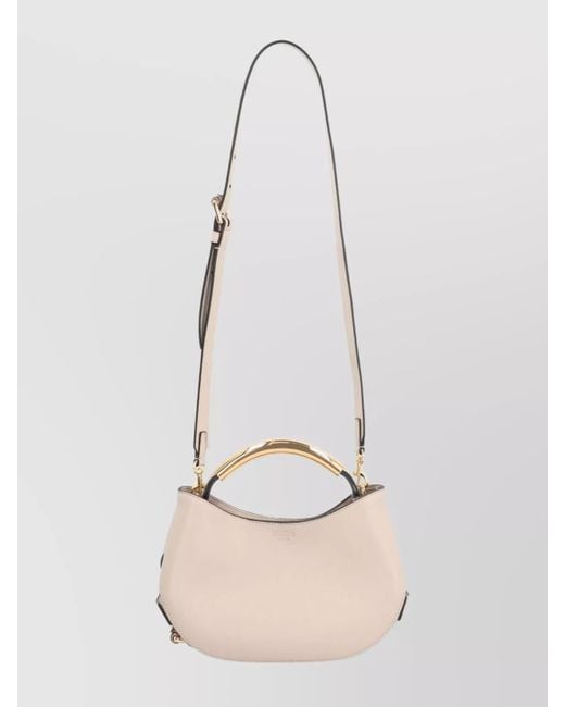 Moschino Natural Leather Shoulder Bag Adjustable Strap