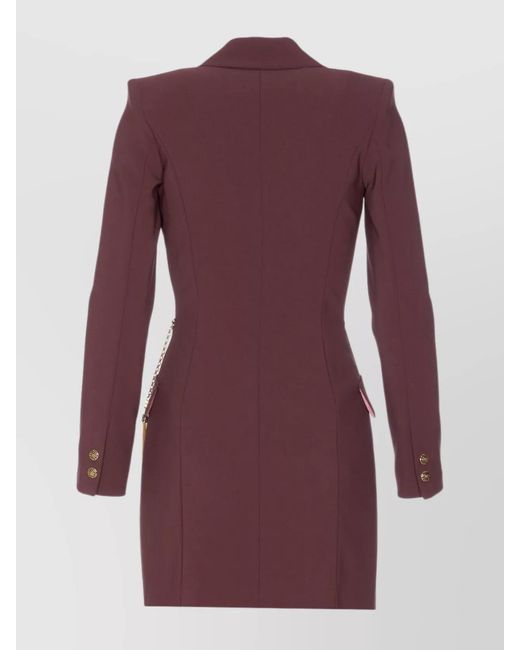 Elisabetta Franchi Purple Double-Breasted Mini Dress