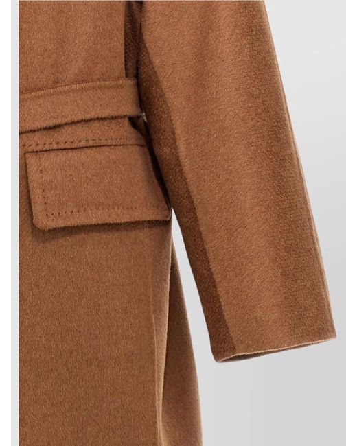 Max Mara Brown Cashmere Blend Oversized Belted Single Breasted Coat