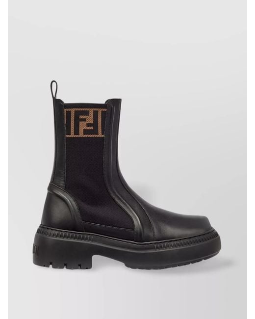 Fendi Black Chunky Sole Biker Boots