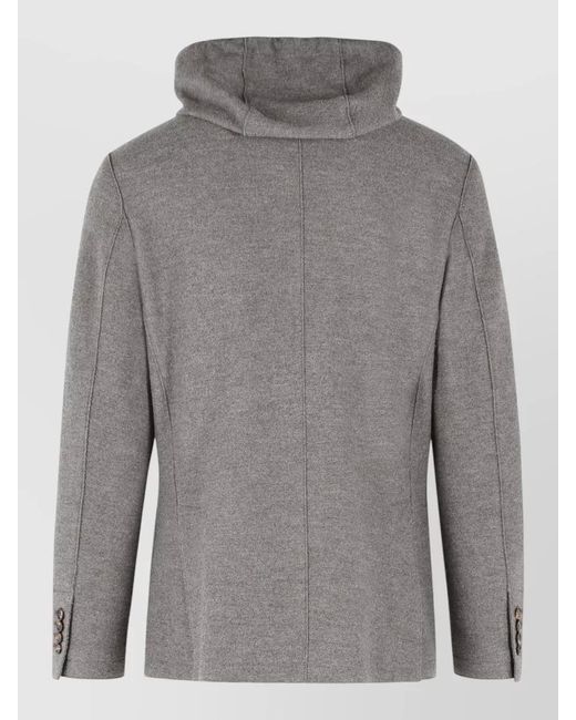 Eleventy Gray Wool Blazer Hood Mid Length Tailored for men