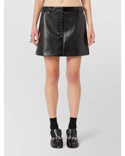 Sportmax Black Crocodile Effect Patent Leather Mini Skirt
