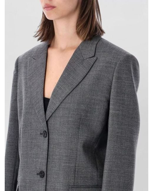 Prada Gray Tailored Virgin Wool Jacket Notch Lapels