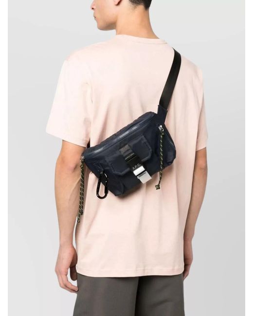 A.P.C. Black Treck Patch Logo Belt Bag for men