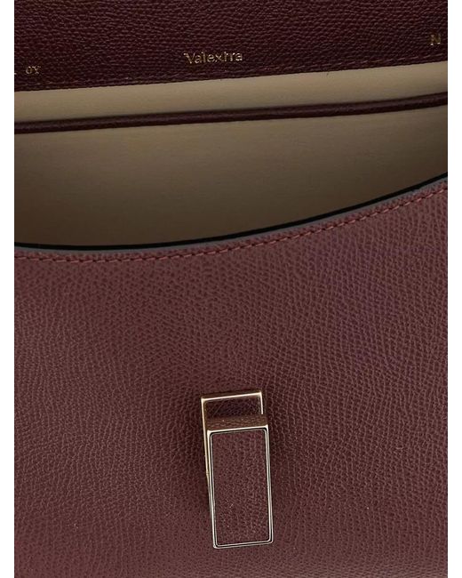 Valextra Purple Iside Mini Leather Top Handle Bag