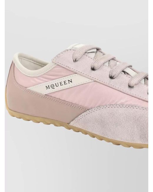 McQueen Pink Leather Lace-Up Sneakers