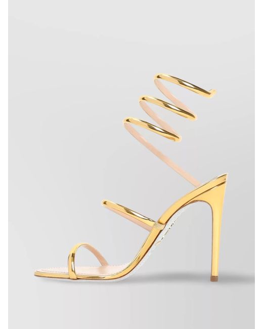 Rene Caovilla Metallic Calf Leather Spiral Strap Sandals