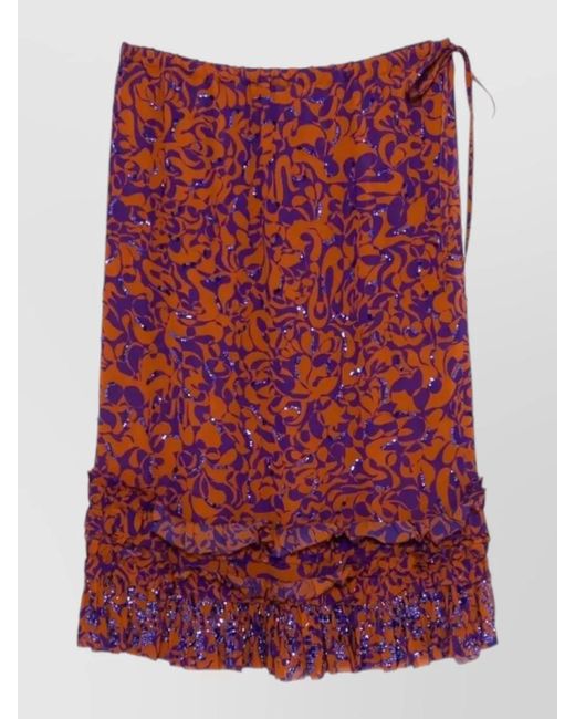 Dries Van Noten Red Wrap Skirt Knee Length Vibrant Embroidery