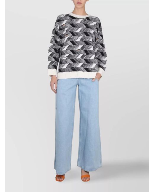 Missoni Gray Ribbed Cross-Neck Wool Jumper