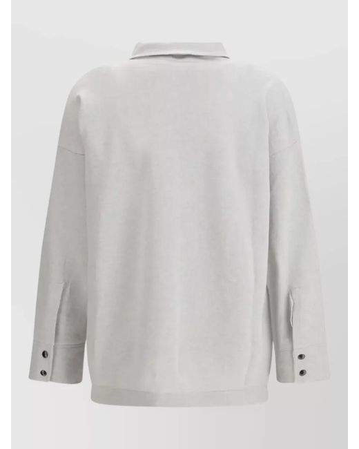 Fabiana Filippi White Knitwear Shirt Long Sleeves Collared Neck Pocket