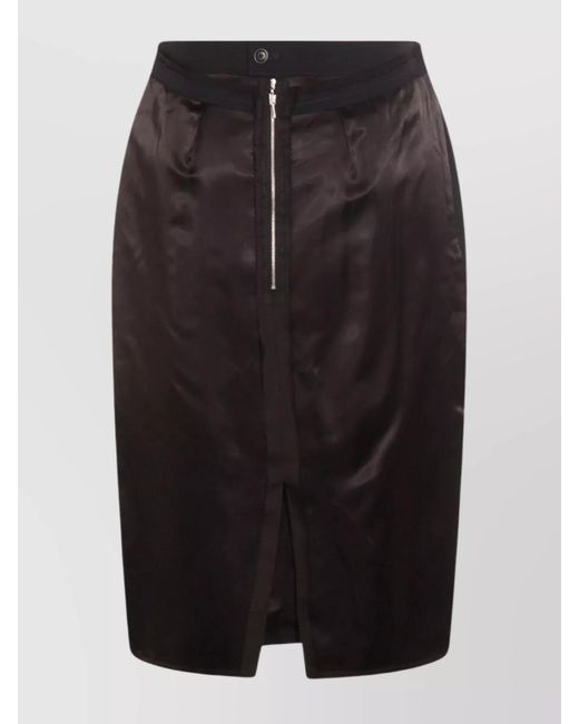 Maison Margiela Black Wool Midi Straight Skirt