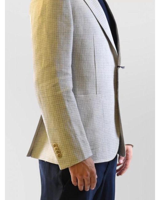 Fay Natural Single Breasted Jacket Notch Lapel Buttons for men