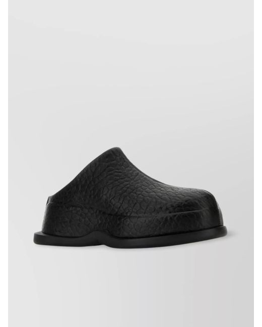 McQueen Black Leather Wave Slides