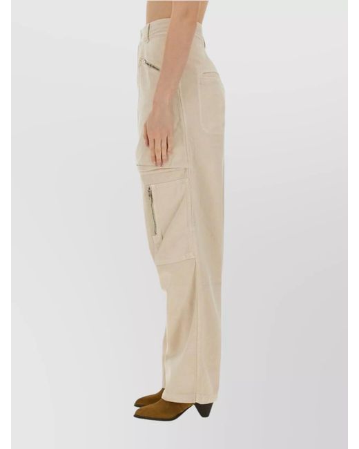 Isabel Marant Natural Cotton Regular-Fit Wide-Leg Trousers