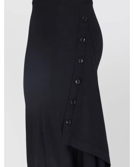 Lemaire Blue High Waist Midi Skirt Asymmetric Hem