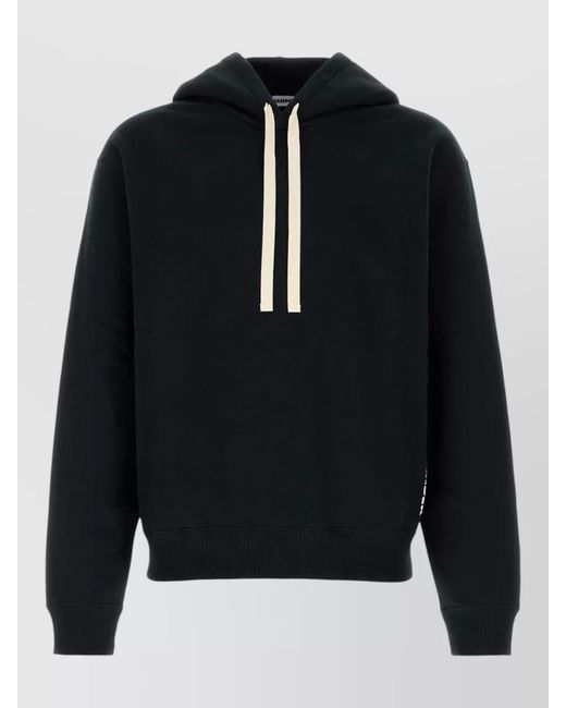 Jil Sander Blue Cotton Logo-Print Hoodie for men