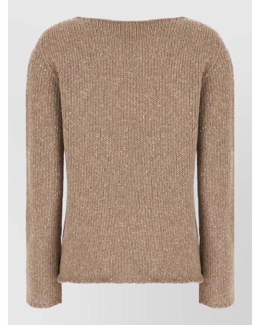 The Row Natural Cashmere Nitha Round Neck Ribbed Sweater