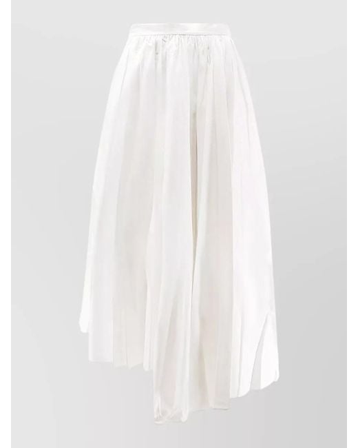 Self-Portrait White Mini Skirt Asymmetric Hem Elastic Waistband
