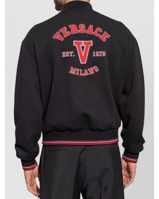 Versace Blue Virgin Wool Bomber Jacket for men