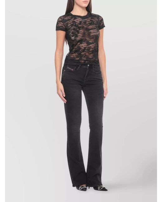 DIESEL Black Lace Slim-Fit Short-Sleeve T-Shirt