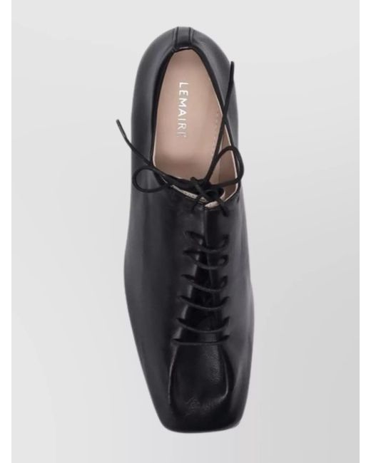 Lemaire Black Lace-Up Shoes With Block Heel And Square Toe