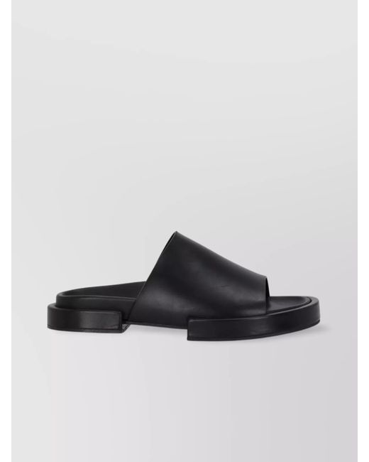 Ann Demeulemeester Black Wide Strap Open Toe Flat Sole Mules