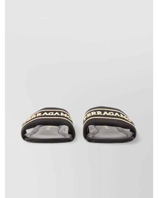 Ferragamo Black Logo Slide Sandals