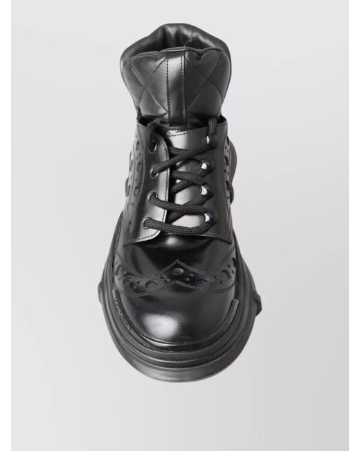 Dolce & Gabbana Black Leather Quilted Ankle Hi-Top Sneakers for men
