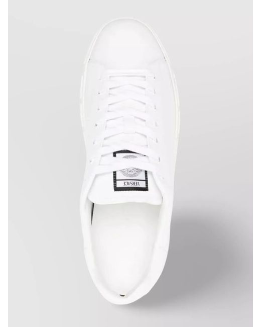 Versace White Leather Low-Top Sneakers for men