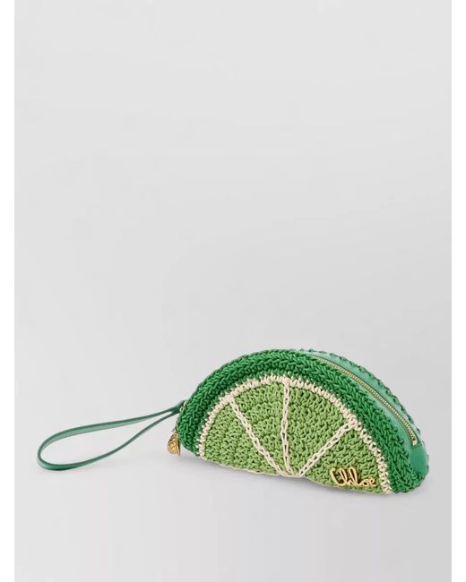 Chloé Green Tropicus Waxed Rope Mini Clutch Bag